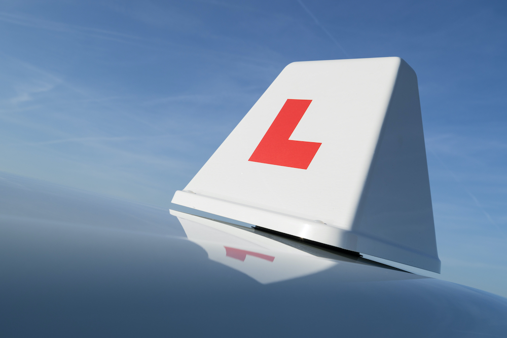 Learner sign on top of car